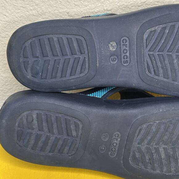 CROCS Monterey Bead Stripe Thong Comfort Sandals Flip Flops Women’s Size 9 Blue - Picture 14 of 14